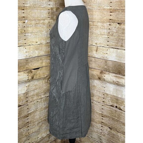 LENI TOMEI 100% LINEN COASTAL BEACHY VACATION RELAXED RESORT BRUNCH DRESS LARGE - Picture 2 of 6